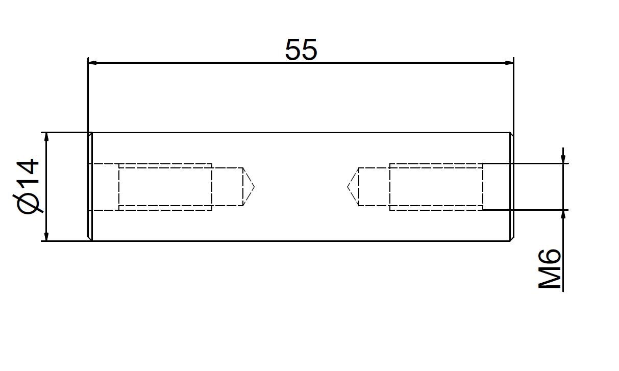 Klemmbolzen Ø14x55 x M6 beidseitig für Fußhalter Kipp Top