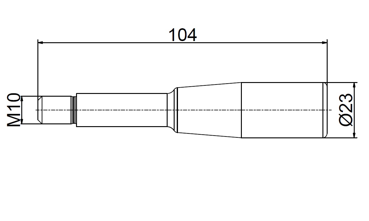 Griffstange Stahl mit Zylindergriff, M10 x 14, Ø23mm, L=90