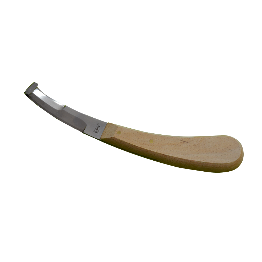 Hufmesser Aesculap zweischneidig, Hartholzgriff, Länge: 20 cm Hufmesser Aesculap zweischneidig, Hartholzgriff, Länge: 20 cm
